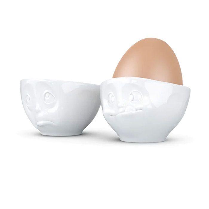 FiftyEight T015201 Egg Cup Set with Faces Motif Och Bitte Und Lecker