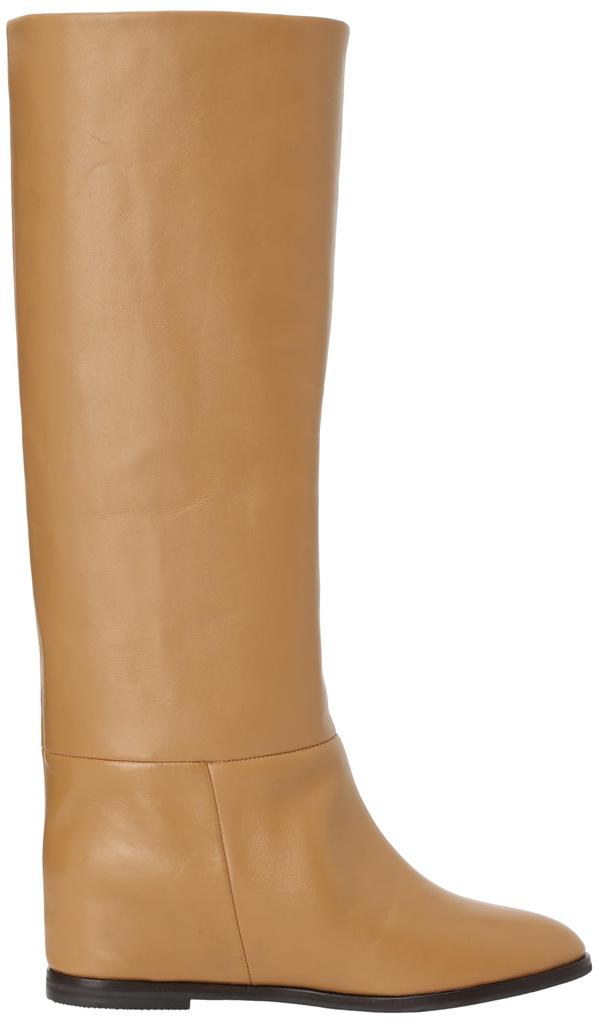Wide Boots with a Loose Cowhide Long Wide Beautiful 3E [Alpha Cubic] Shaft, Leather, Boots, Shaft, In-heel, Legs, 9312402, Taupe, 22.5 Cm,