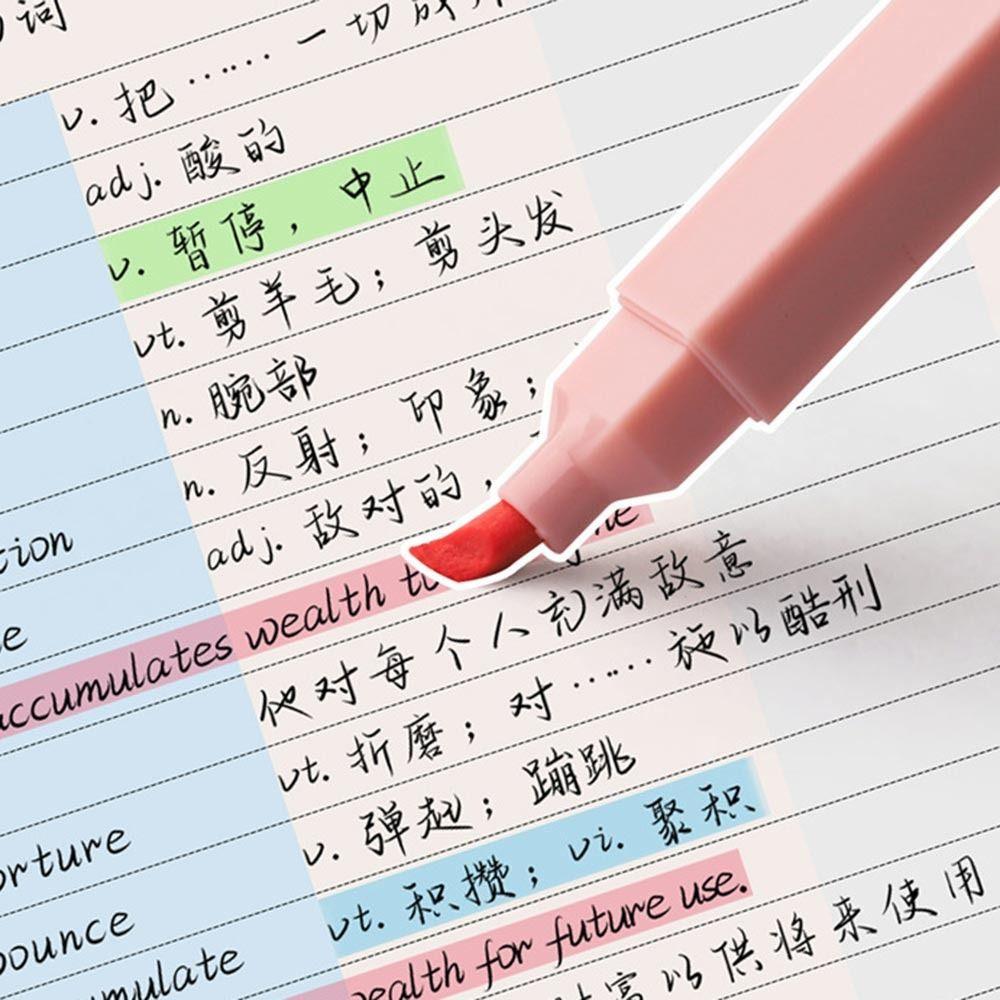 6Pcs/Set Double Headed Pastel Highlighters Soft Tip Hand Account Pens  School Office Supplies