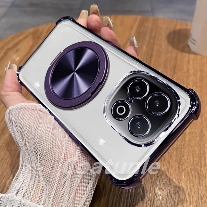 360° Otočný Nárazuvzdorný Pokovený Magnetický Držák pro Magsafe Pouzdro na Pro funda Huawei Honor X7C X7B HonorX7C X7 C B Měkký Kryt