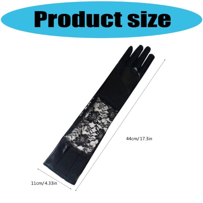 Chic Lace Trimmed Glossy Gloves With High Perfect For Evening Parties Outdoor Activities Easy Clean