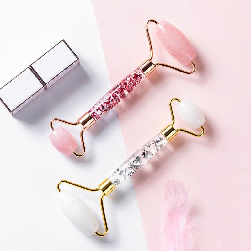 Gouache Stone Acrylic Jade Roller Massager For Face Natural Rose Quartz Face Roller Jade Massager Quartz Facial Massage Tool New