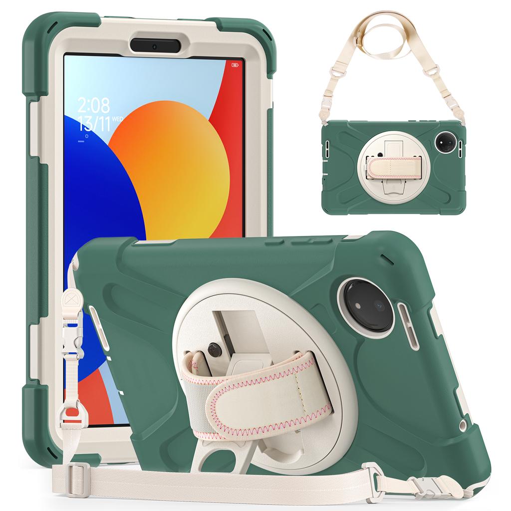 Heavy Duty PC Armor Case for Redmi Pad SE 8.7 360 Rotating Stand Strap Cover for Redmi Pad SE 4G 8.7 inch