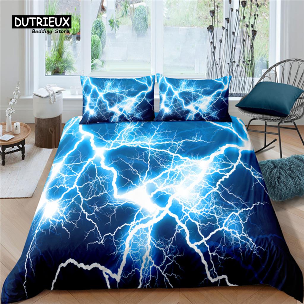 

Luxury 3D Lightning Marble Print Home Living Comfortable Duvet Cover Pillowcase Kids Bedding Set Queen and King EU/US/AU/UK Size EU single(135x200cm)