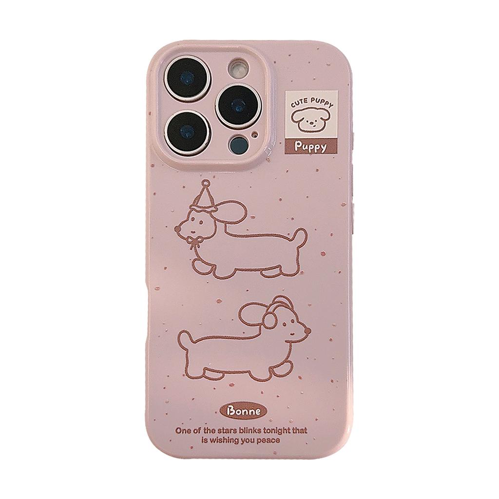 Ins Line Dachshund Suitable for Iphone16 Mobile Phone Case Cartoon 14 Apple 13 All-inclusive 15pro Max Soft 17