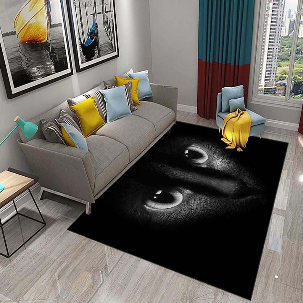 3D Animal Eyes Carpet Wild Animal Eyes Mat for Living Room Bedroom Bathroom Kitchen Floor Mat Door Mat Children Play Rest Carpet