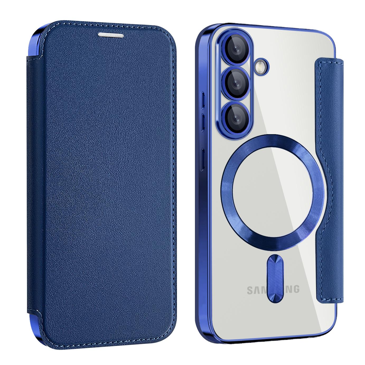 

A16 Samsung S25 Ultra Flip Leather Case Mobile Phone Case Plated Magnetic Charging Suitable for A36 Anti Fall Protection Case Samsung A06