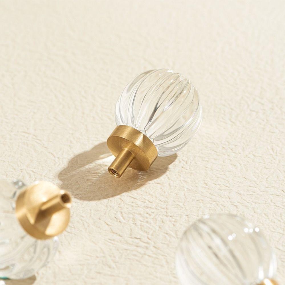 Gold Base Kitchen Cabinet Knobs Champagne / Transparent Wardrobe Handles Cabinet Door
