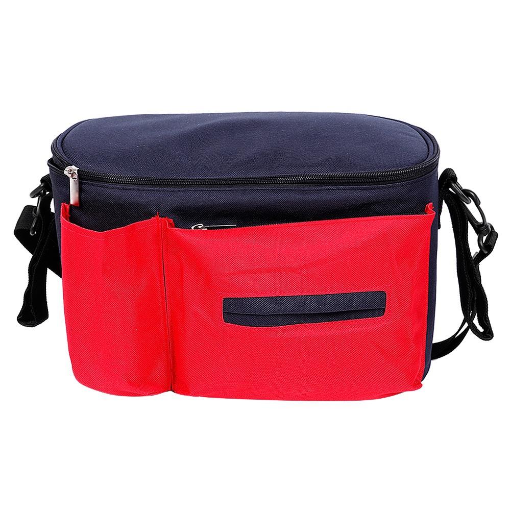 Multi function Waterproof Shoulder Bag Stroller Hanging Storage Bag (Outer Gray Inner Orange)