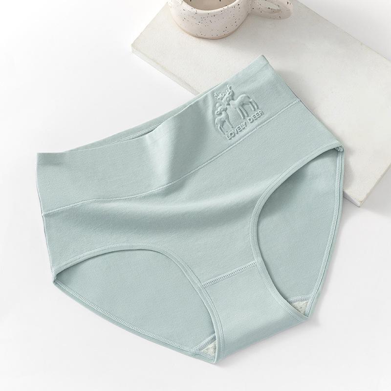 Plus Size Women's Spring and Autumn High Waisted Pure Cotton Cinched Triangle Underwear