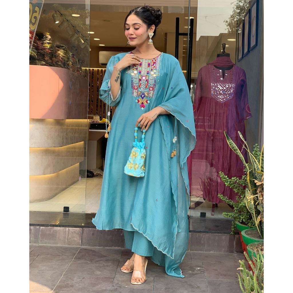 Women Top Tunic Kurti Salwar Suit Bollywood Party Wear Kurta Pant Dupatta Set VFP-1797a