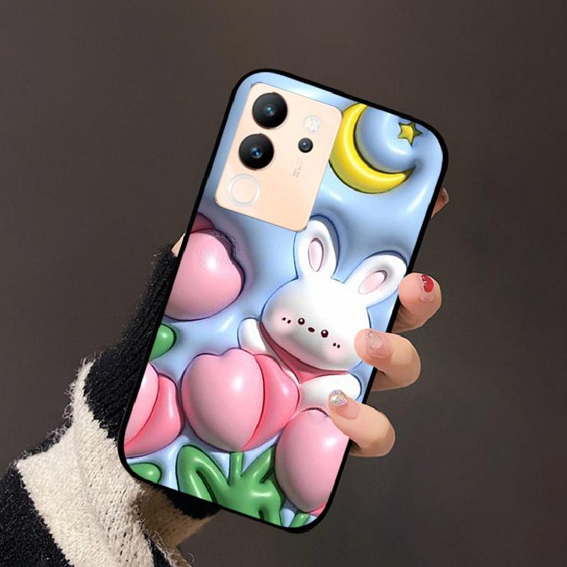For Vivo V30 Lite 5G Case Fashion Cat Astronaut Flower Phone Bag For Vivo V30Lite 5G Luxury Protector Fundas Black Coque