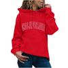 Women's Fashion Casual  New Year Print Hooded Sweatshirt Loose Sports Pullover