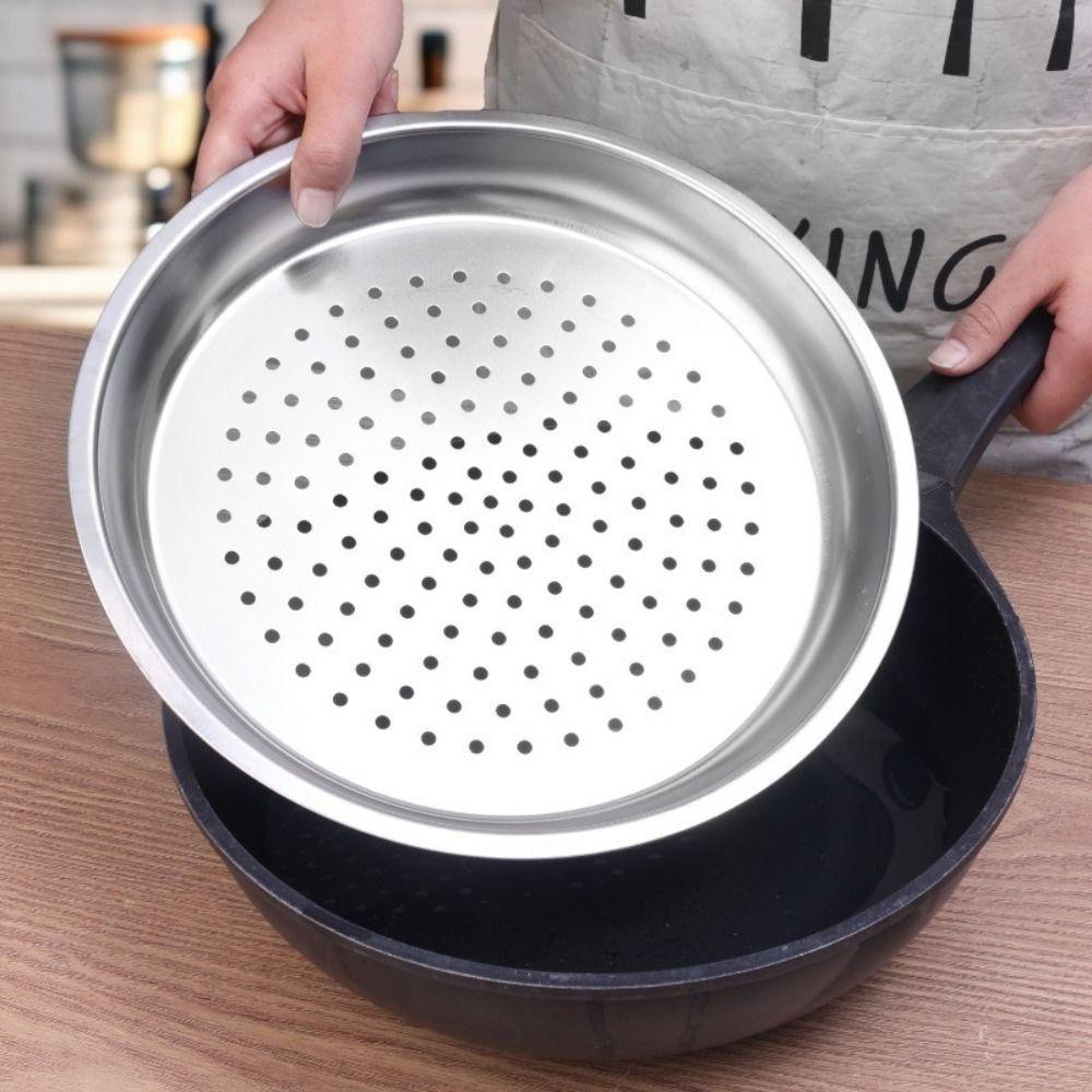 28/30/32/34cm Stainless Steel Steaming Tray Dumplings Fish Steaming Rack New Kitchen Wok