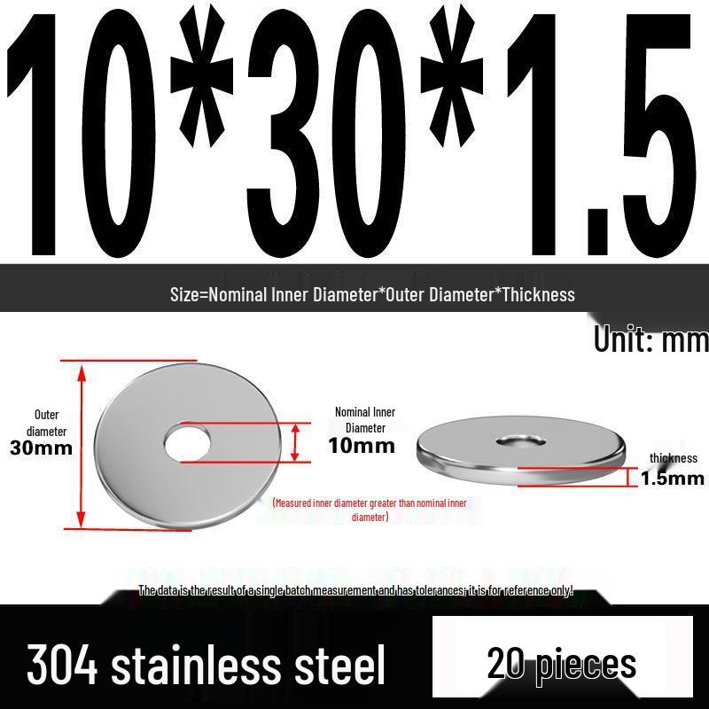 Thickened 304 Stainless Steel Flat Washer Spacer (M2-M36)