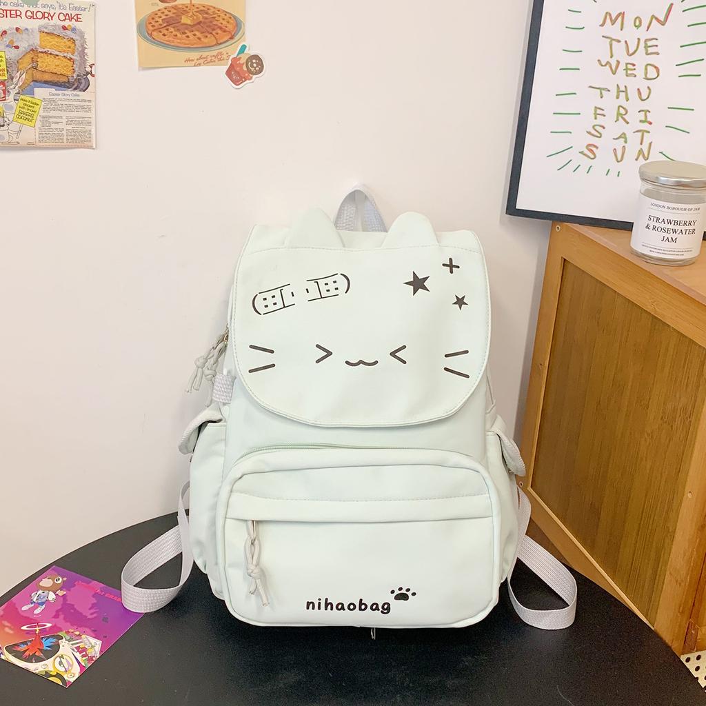 Student schoolbag Korean version trendy cute girl schoolbag cartoon cat small pocket removable class casual backpack women