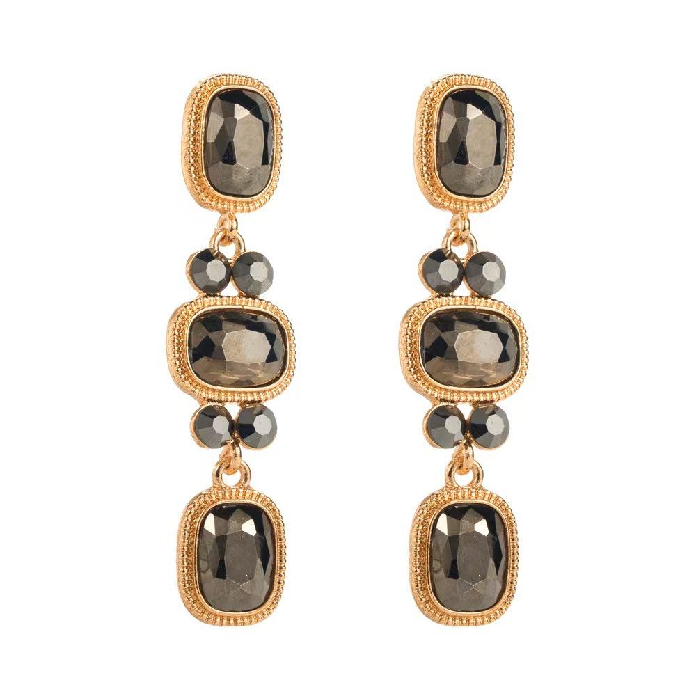 Earrings Bohemian Ethnic Style Earrings Diamond Turquoise Hollow Earrings Women'S Retro Versatile Earrings