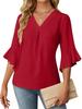Women's Summer New Style  Sleeve Scoop Neck Ruffles Sleeve Chiffon Shirt for Women