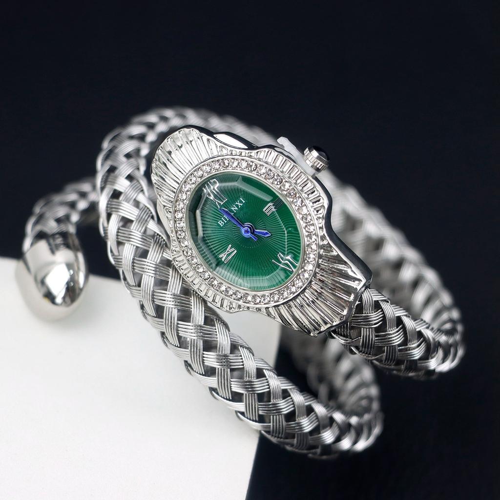 Women Quartz Watch Unique Snake Shape Bracelet Watches Wire Braided Wristwtatch