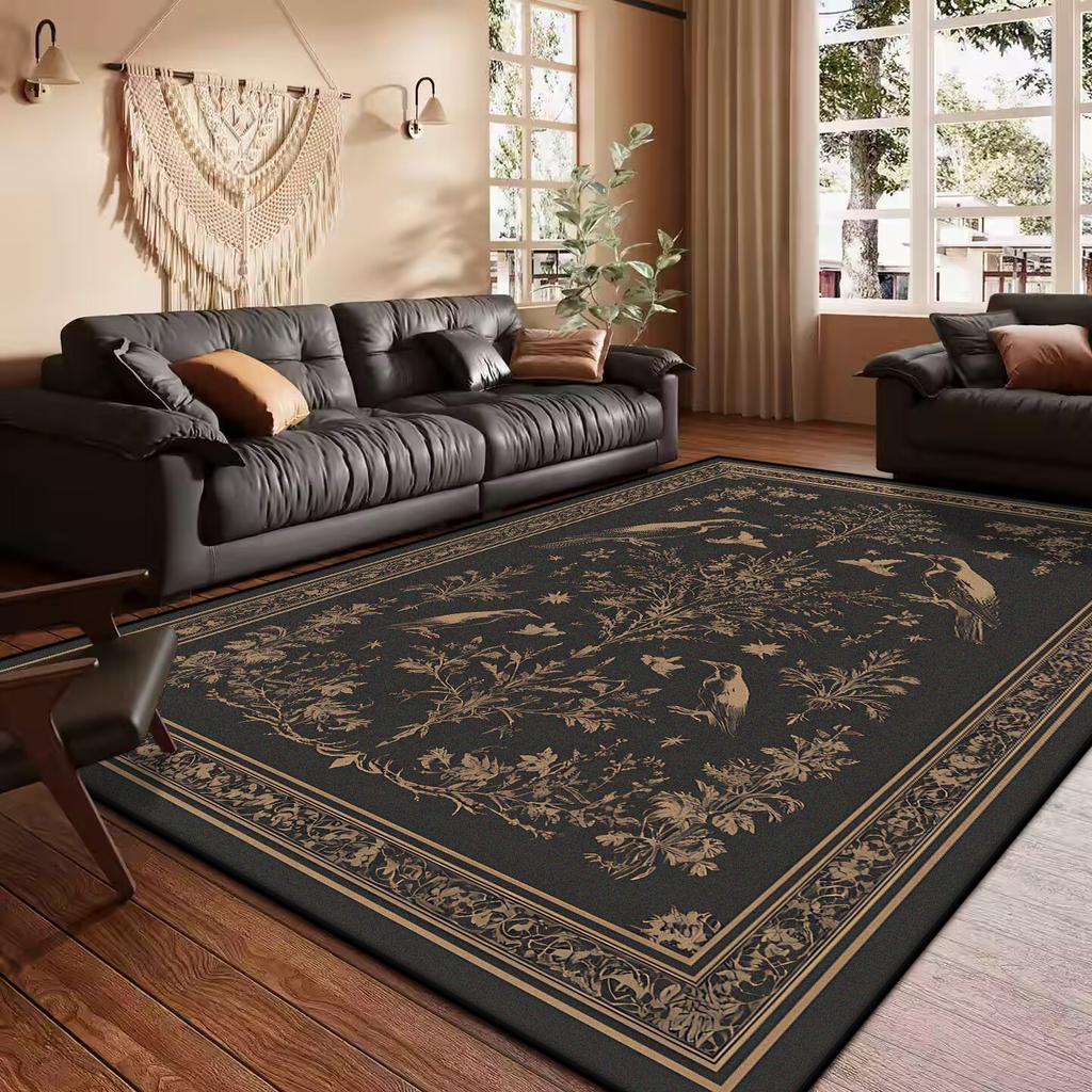 French Retro Style Creative Living Room Carpet Floral Pattern Kitchen Corridor Bedroom Mat Home Decoration Easy Care Sofa Rug