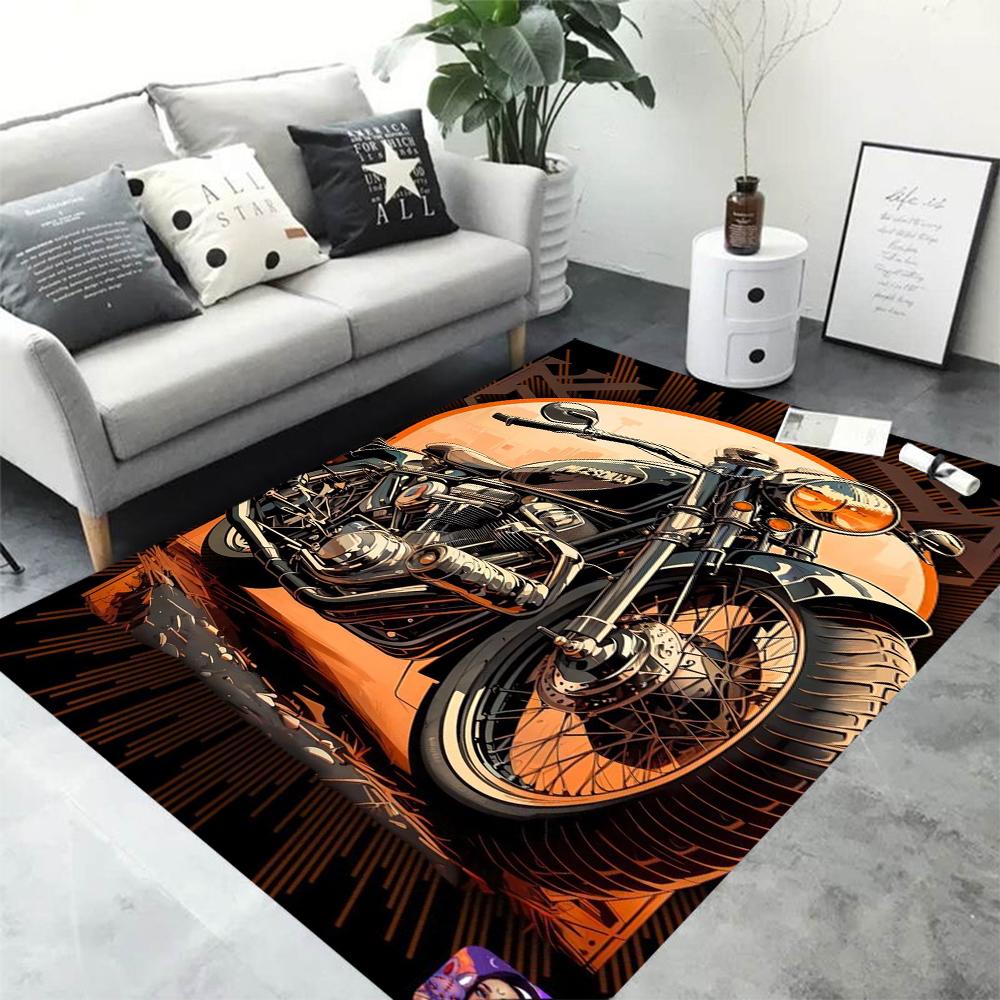 Winylowa Mata Podłogowa z Nadrukiem Motocykla Vintage - Antypoślizgowa Gruba i Łatwa w Utrzymaniu Dodaje Styl i Komfort - do Dekoracji Domu