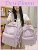 Schoolgirl Nylon Plaid Backpack With Fabric And Curved Shoulder Straps For High School Students