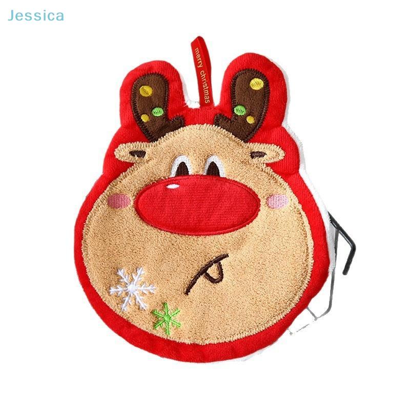 Coral Velvet Christmas Santa Claus Hand Towels Kitchen Absorbent Quick Drying Rag Cartoon Hand Towel