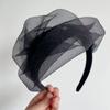 Tulle Ruffle Headband Crape Half Hat for Women Girl Aesthetic French Fascinator Hairhoop for Evening Party Hair Styling