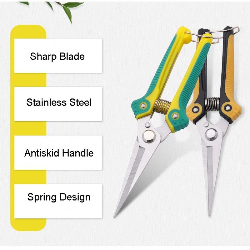 Straight Head Stainless Steel Sharp Slim Blade Labor-Saving Pruning Shears TPR Handle Household Garden Scissors Bonsai Plants