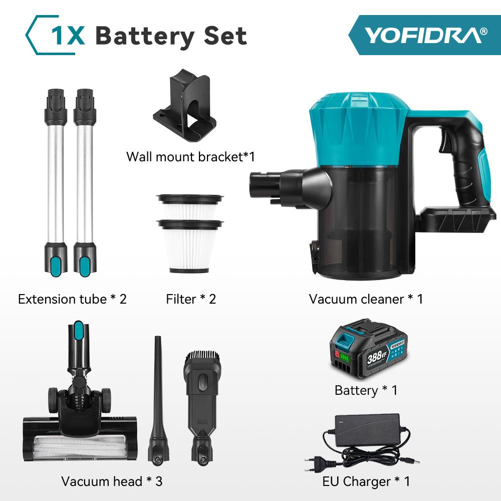 

YOFIDRA 1800 Вт Бесщеточный пылесос 30 кПа 1,5 л Портативный Мощное всасывание Бытовые инструменты для уборки Для аккумулятора Makita 18 В Штырь 1xBattety-EU Plug