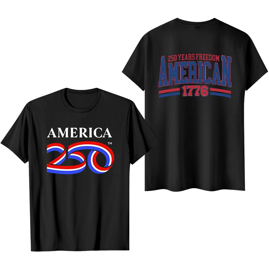 Men's Casual Short Sleeve T-Shirt 250 Years Anniversary Letter Print Crew Neck Cotton Blend Soft Fabric Comfortable Fit