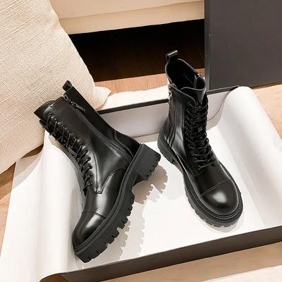 Stivali da Cavaliere da Donna in Vera Pelle Bovina 2024 9/11 Fori Scarpe con Plateau Stivaletti alla Caviglia Autunno Inverno per Donna Stivali Goth Scarpe da Donna