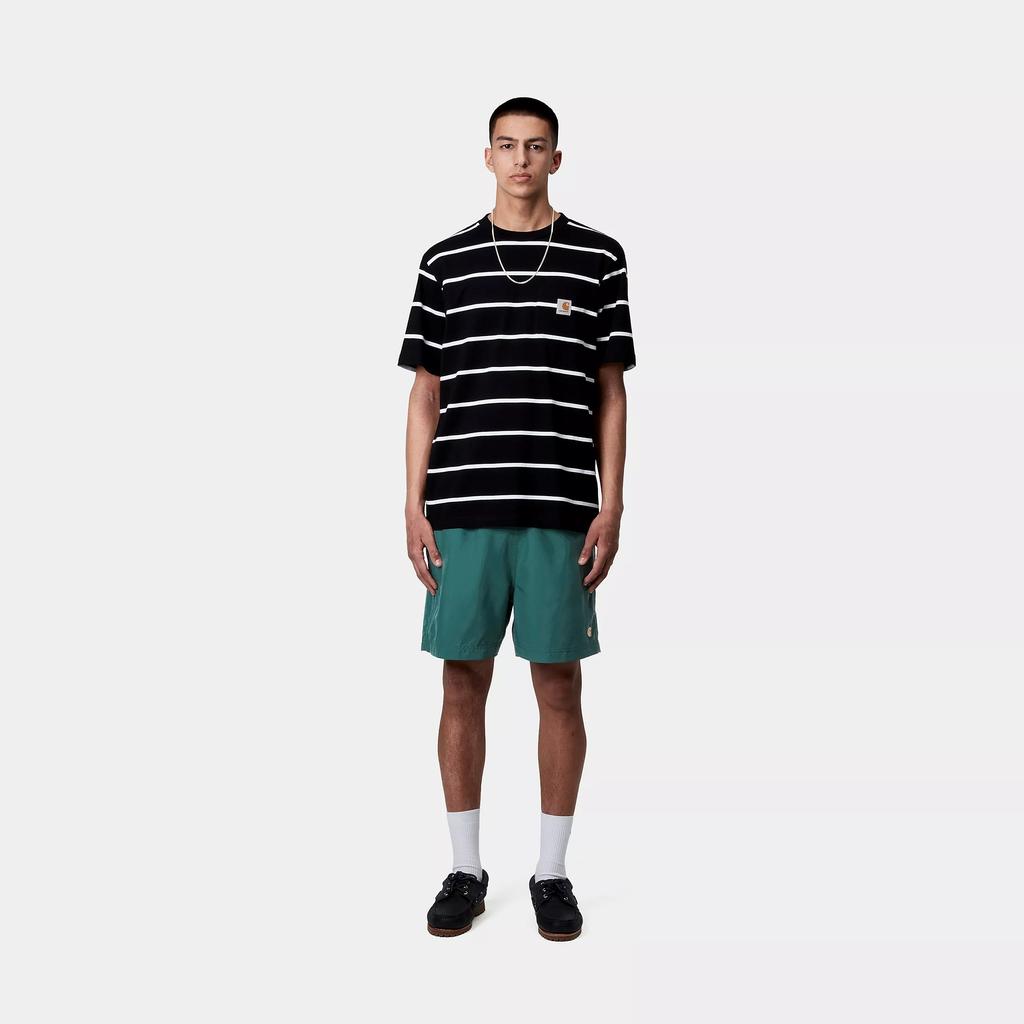 Carhartt WIP Chase Mesh Lined Side Seam Pocket Logo Embroidered Solid Drawstring Swim Shorts Men Swim Shorts Rainforest I035062-2Q9-XX
