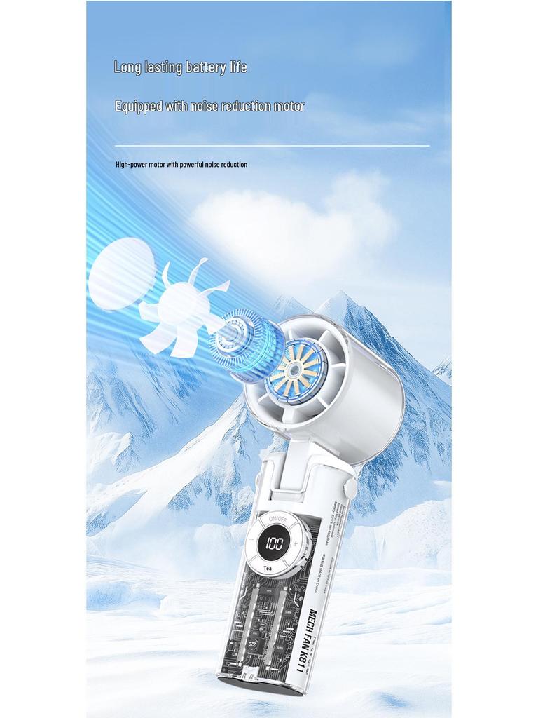 Mecha Style Transparent Portable Mini Handheld Fan for Outdoor Cooling