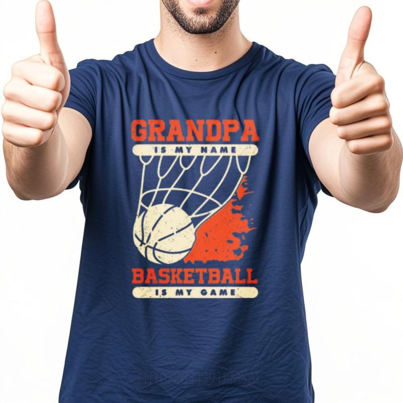 Solid Color Unisex Round Neck T Shirt Unisex Grandpa Is My Name Basketball Is My Game Trendy Unisex Teeshirt Quick Dry Shirt