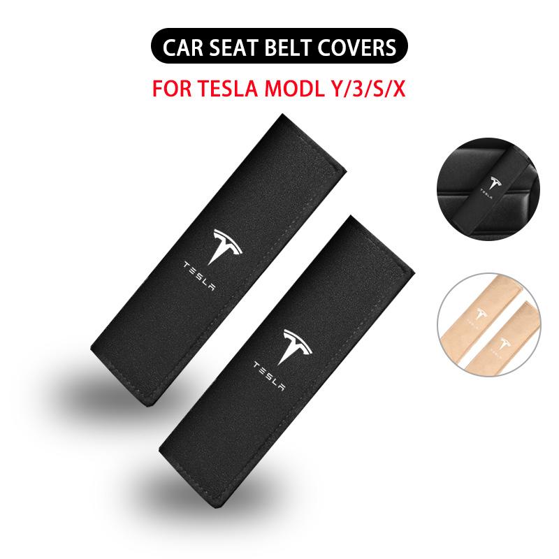 for Tesla Model Y Juniper 2025 Tesla Model 3 Interior Accessories Car Seatbelt Cover Suede Seatbelt Shoulder Strap Protector Pad  od20