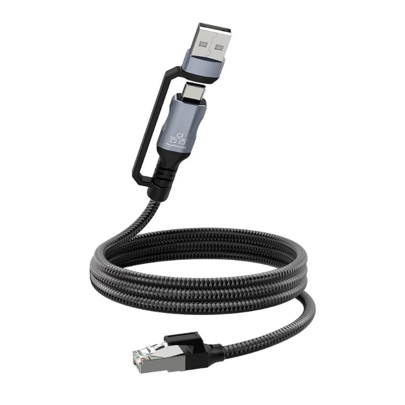 

Braided Type C & USB Ethernet Cable 1.8 Meter 100Mbps Networking Connector Wire For Mobile Devices Computers 1