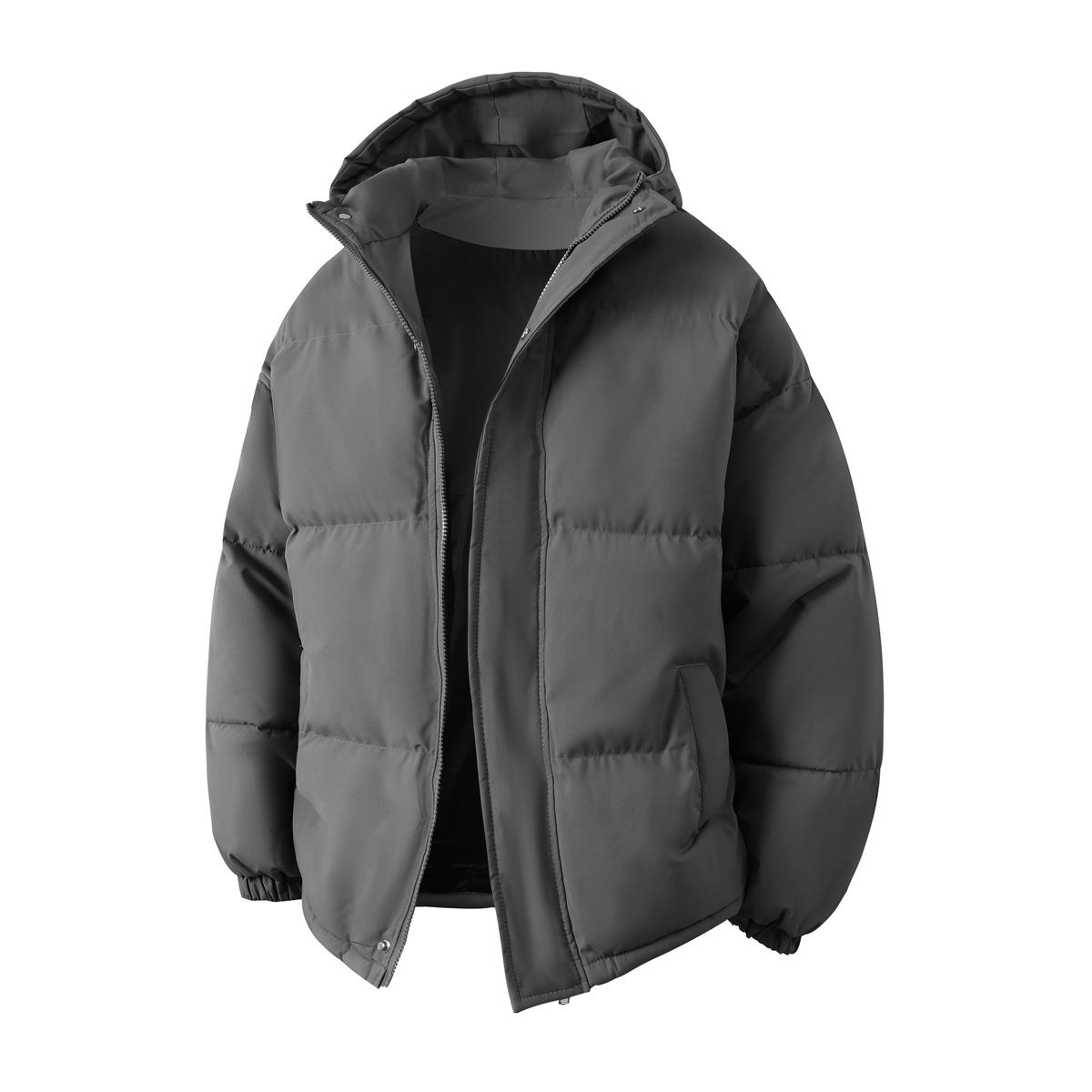 2025 Men s Padded Cotton Hooded Jacket with Micro-Porous Oxford Fabric & Three-Proof Protection 2XL темно-серого