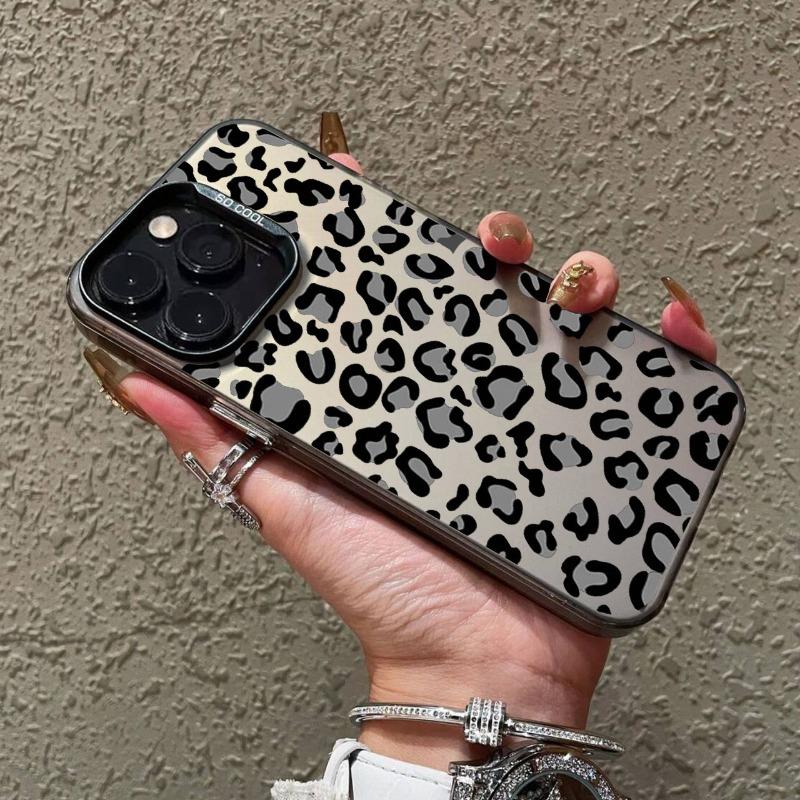 Fashion Brown Leopard Phone Case For iPhone 14 15 Plus 11 12 Pro 13 ProMax Max for iPhone14/15Plus Laser Plated Silicone Cover