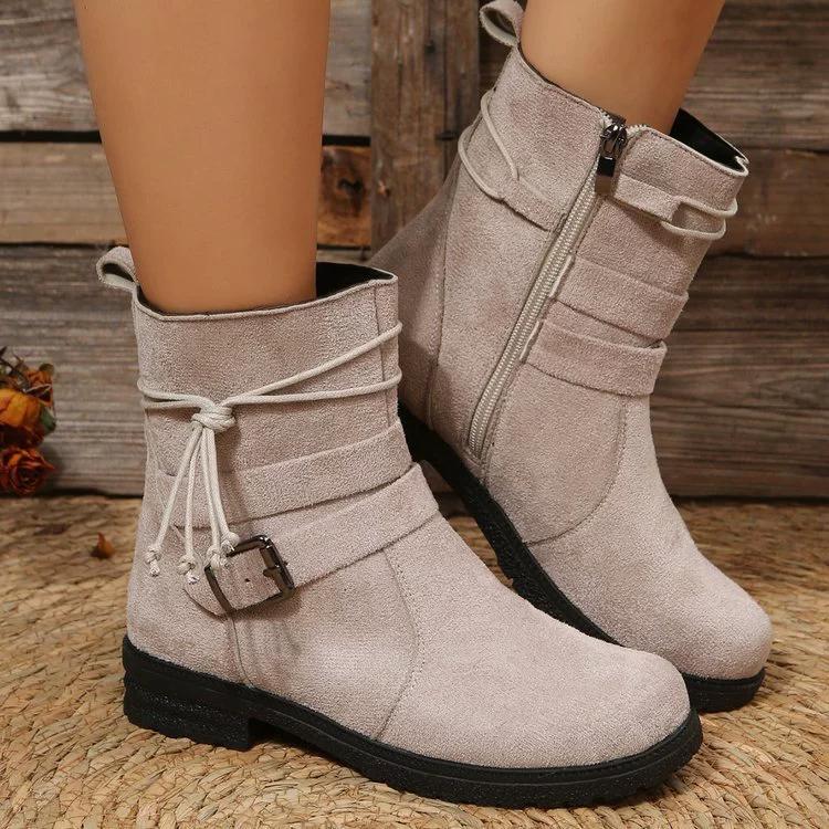 Boots for Women Ankle Boots Womens Autumn Winter Sole Platform Ankle Booties Zipper Chunky Block Heel Combat Boots Plus Size