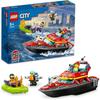 LEGO City Fire Rescue Boat Toy Building Set for Kids Age 5-8 Educational Play Block 60373