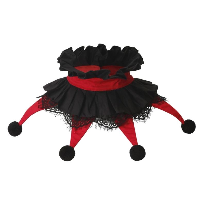 Guler Costum cu Volane pentru Adulți Accesoriu Petrecere Roșu și Negru pentru Halloween Cosplay Fotografii și Îmbrăcăminte Tematică