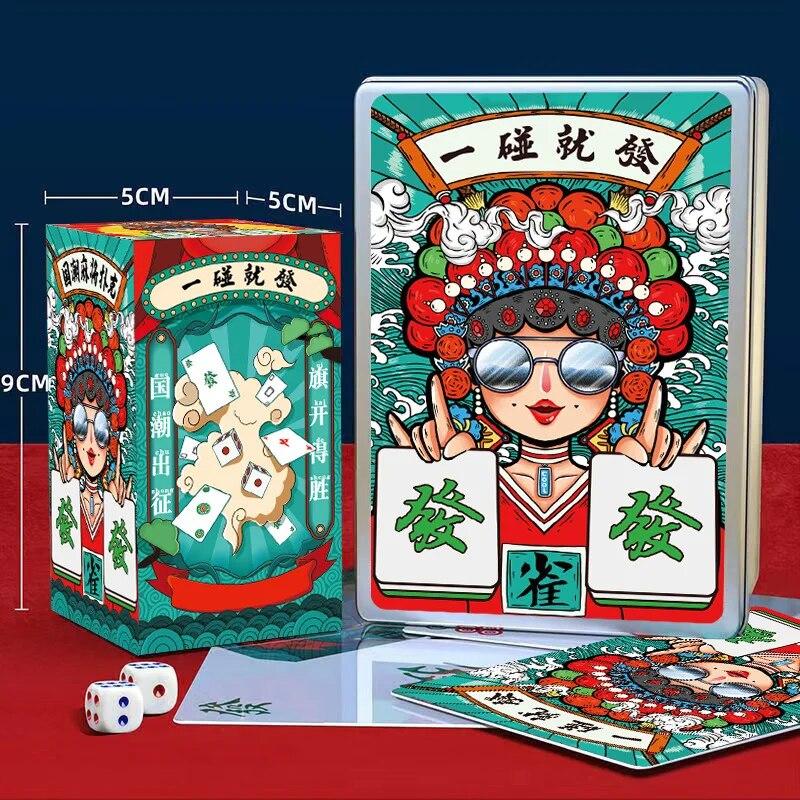 Mahjong Poker hrací karty vodotěsné přenosné cestovní papírové karty 144 karet/sada herní sada příslušenství pro rodinné setkání, párty
