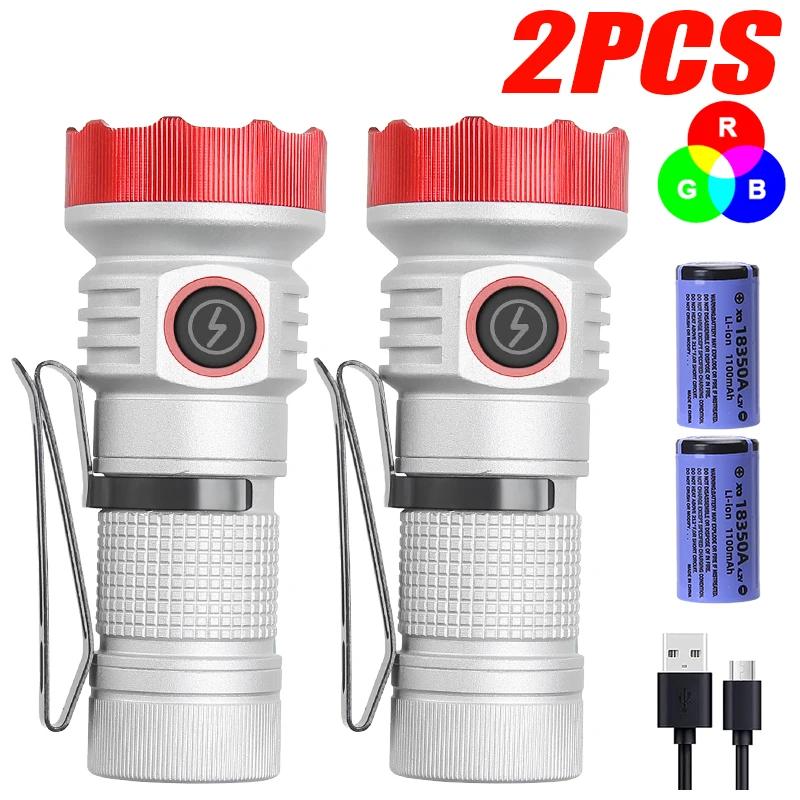 Multifunctional Strong Light Flashlight with 11 Lighting Modes for Long-distance Shooting Magnetic Suction Mini 7LED Flashlight