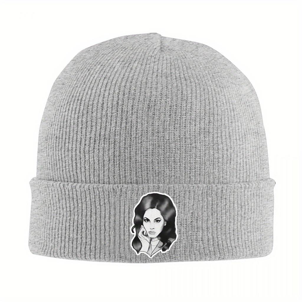 Lana Del Rey Pencil Drawing Sticker Knitted Hat for Women Men Beanie Autumn Winter Hats Ultraviolence Music Album Casual Caps