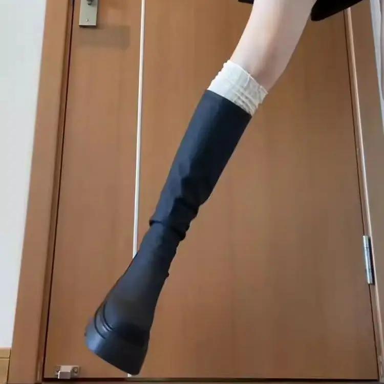 Fashion Autumn Winter Round Toe Women's Long Boots on Offer Gothic Boot Sale Waterproof Cosplay Y2k Hot Pu Ladies Knee High Shaft Shoes