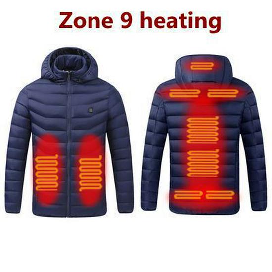 USB-Rechargeable Heated Winter Jacket - Men's 2/4/9-Piece Smart Heating Cotton Coat