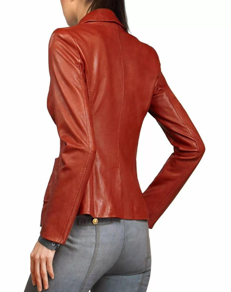 Leather Blazer Hot Slim fit Designer Brown New Women's Genuine Soft Lambskin