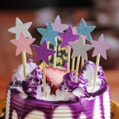 10Pcs Glitter Star Cupcake Cake Topper Party Supplies Birthday Wedding Decor