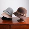 Vintage and Elegant 100% Wool Bow Top Hat for Women's Autumn and Winter New High-quality Warm Fisherman Hat Basin Hat